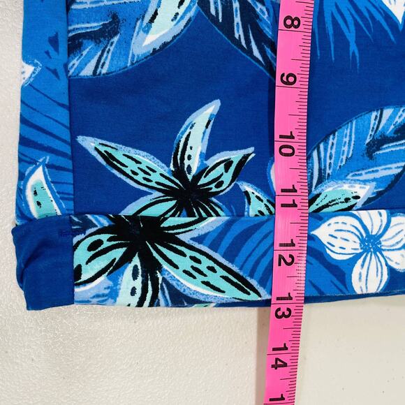 APT 9 Torie Blue White Green Floral Cotton Pockets Cuffed Mid-rise Shorts 4 - Picture 13 of 13